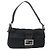 FENDI Mamma Baguette Shoulder Bag Cotton Jersey Black Silver
