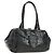 PRADA Hand Bag Leather Croco Embossed Black Gold