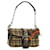 PRADA Chain Shoulder Bag Canvas Brown Silver