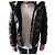 Moncler Chaqueta puffer brillante negra con capucha de piel Negro