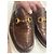 Mocassini Gucci in pelle marrone effetto coccodrillo con morsetto oro - vista 2