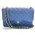 Borsa a tracolla Chanel Lame Matelassé Double Flap con catena Blu
