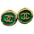 Orecchini Chanel 95P Gripoix Coco Mark D'oro Verde