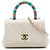 Chanel White Extra Mini Quilted Goatskin Rainbow Top Handle Flap Bianco