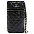 Portacellulare Chanel Black CC Quilted Caviar con catena Nero