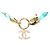 Collana di perle e strass Chanel Blue CC Gold Tone Turchese - vista 3