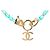 Collana di perle e strass Chanel Blue CC Gold Tone Turchese - vista 4