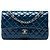 Chanel Blue Medium Classic Patent Double Flap Blu scuro