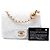 Chanel White Mini Square Classic Lambskin Pearl Crush Single Flap Bianco - vista 7
