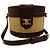 Céline Celine Beige Medium Raffia and Calfskin Triomphe Tambour Crossbody Marrone scuro