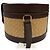 Céline Celine Beige Medium Raffia and Calfskin Triomphe Tambour Crossbody Marrone scuro - vista 8