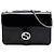Gucci Borsa a tracolla Medium in vernice nera con G intrecciate Nero