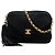 Bolsa Camera Chanel em camurça acolchoada preta com tassel CC Preto