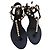 Chanel Sandali T-strap in pelle nera e perle Nero