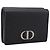 Portafoglio compatto Christian Dior in pelle nera e oro Auth 198767A Nero D'oro