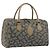 SAINT LAURENT Mini Boston Bag PVC Canvas Gray Gold Auth am12267A Marrone D'oro