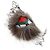 FENDI Monster Charm Fell Brown Silver Auth 196714M Braun Silber