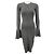 Frame Denim Vestido Frame Silver Shimmer Lurex com mangas sino e godê Prata