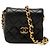 Borsa a tracolla Chanel Micro in pelle d'agnello matelassé nera con patta singola Nero