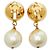 Chanel Coco Mark Vintage vergoldete Clip-Ohrringe mit Kunstperlen Golden - Ansicht 2