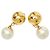 Chanel Coco Mark Vintage vergoldete Clip-Ohrringe mit Kunstperlen Golden - Ansicht 3