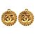Orecchini a clip rotondi Chanel Vintage Coco Mark D'oro