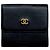 Chanel Coco Mark Hardware Leder Tri-fold Mini Wallet Schwarz