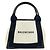 Balenciaga Navy Cabas Canvas Leather Handbag Black White