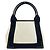 Balenciaga Navy Cabas Canvas Leather Handbag Black White - view 3
