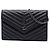 Portafoglio a busta con catena Saint Laurent in pelle di pecora nera a chevron con borchie monogramma Nero