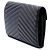 Portafoglio a busta con catena Saint Laurent in pelle di pecora nera a chevron con borchie monogramma Nero - vista 2