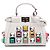 Borsa Satchel Fendi Peekaboo Iconic in vitello bianco con micro borchie Bianco sporco