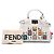 Borsa Satchel Fendi Peekaboo Iconic in vitello bianco con micro borchie Bianco sporco - vista 8