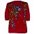 Dolce & Gabbana Kurzarm-Stricktop mit Glyzinien-Print aus roter Seide
