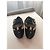 Sandali Chanel in camoscio nero e dettagli dorati D'oro - vista 3