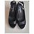 Chanel Sandali con Zeppa in Pelle Nera e Argento Nero Metallico - vista 2