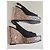 Chanel Sandali con Zeppa in Pelle Nera e Argento Nero Metallico - vista 4