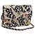 Borsa a tracolla CHANEL Checker Flag Chain Canvas Beige Gold CC Auth 197010SAM D'oro
