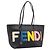 FENDI Tote Bag aus Leder Schwarz Multicolor 8BH198 Auth 198636A Mehrfarben