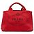 Borsa Tote Satchel Prada Small Canvas Canapa Logo rossa Rosso