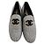 Mocassini Chanel in Tweed Grigio e Nero - vista 2