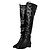 Chanel Botas Altas de Cuero Acolchado Negro