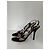 Prada Sandali con Tacco in Camoscio Nero e Decorazioni Floreali Rosa Porpora - vista 2