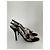 Prada Sandali con Tacco in Camoscio Nero e Decorazioni Floreali Rosa Porpora - vista 3