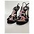 Prada Sandali con Tacco in Camoscio Nero e Decorazioni Floreali Rosa Porpora - vista 7
