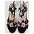 Prada Sandali con Tacco in Camoscio Nero e Decorazioni Floreali Rosa Porpora - vista 8