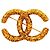 Spilla Chanel placcata oro con logo Coco e motivo lava D'oro