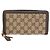 Cartera larga Gucci Bamboo con cremallera redonda Castaño Beige
