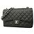 Borsa a tracolla Chanel in pelle di vitello martellata nera Nero