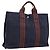 Hermès Borsa HERMES Fourre Tout MM in cotone blu navy argento Auth BA15062